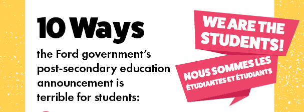 10 Ways Ford Government’s Post Secondary Education Announcement is Bad for Students and their Families